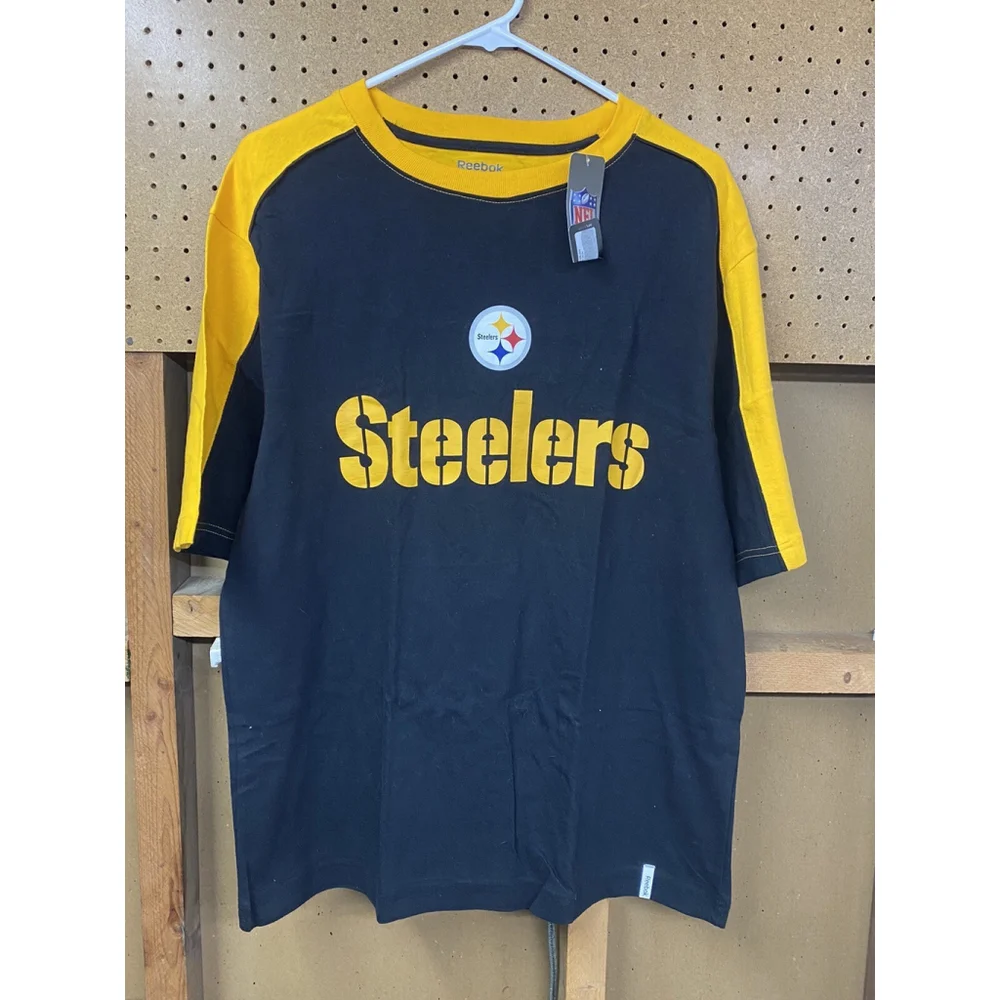 Pittsburgh Steelers NFL Black Yellow Reebok Long Sleeve Shirt Adult Medium NWT